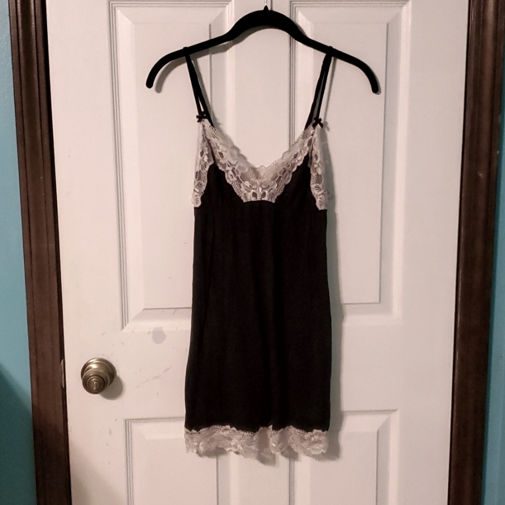 Black Victoria Secret Sleepwear with off white lace trimming